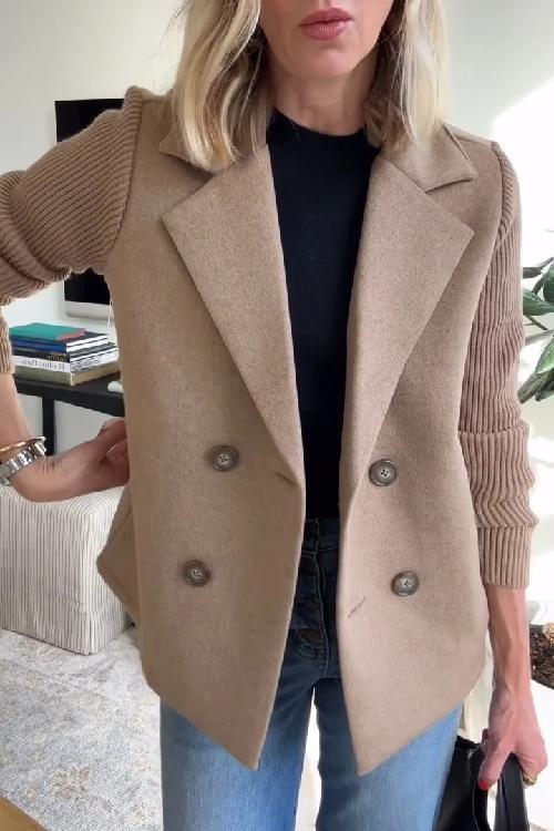 Chic Patchwork Sleeve Coat